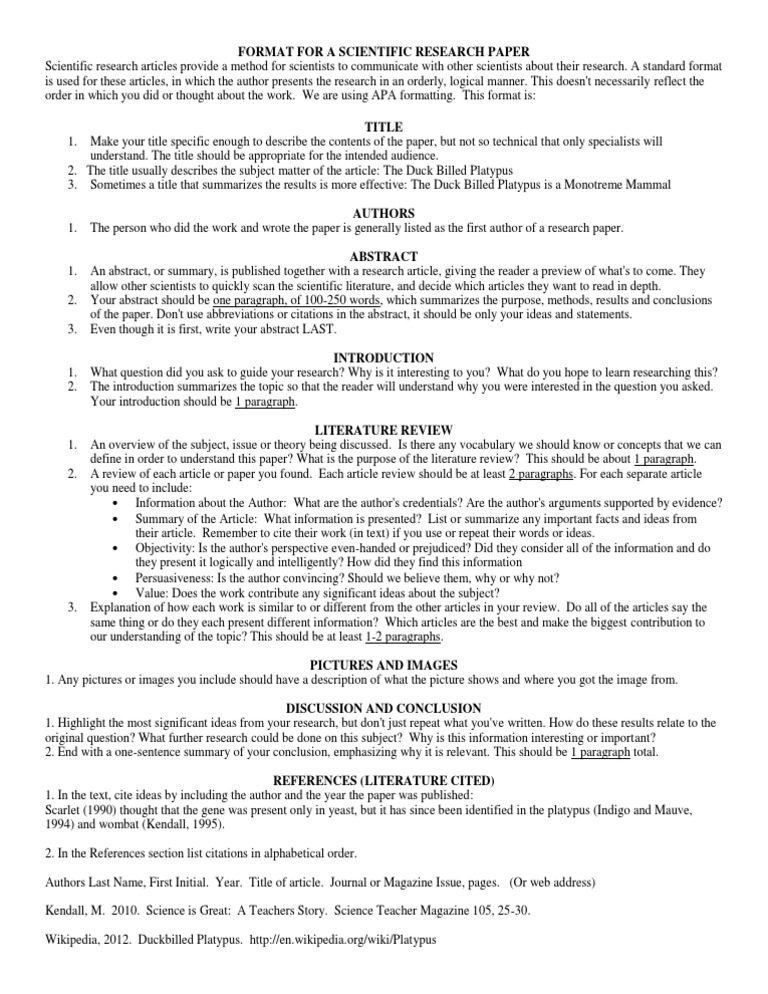 how to write a research paper outline biology research paper example